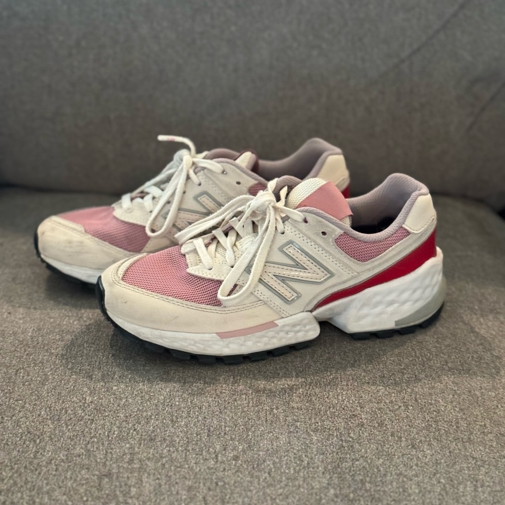 Figs New Balance Women's Pink and Cream Sneakers